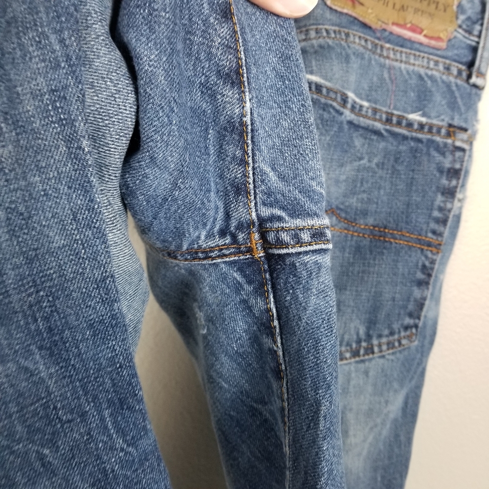 Denim & Supply Ralph Lauren Blue Distressed Denim Slouch Jeans Size 36x30 - Picture 16 of 16